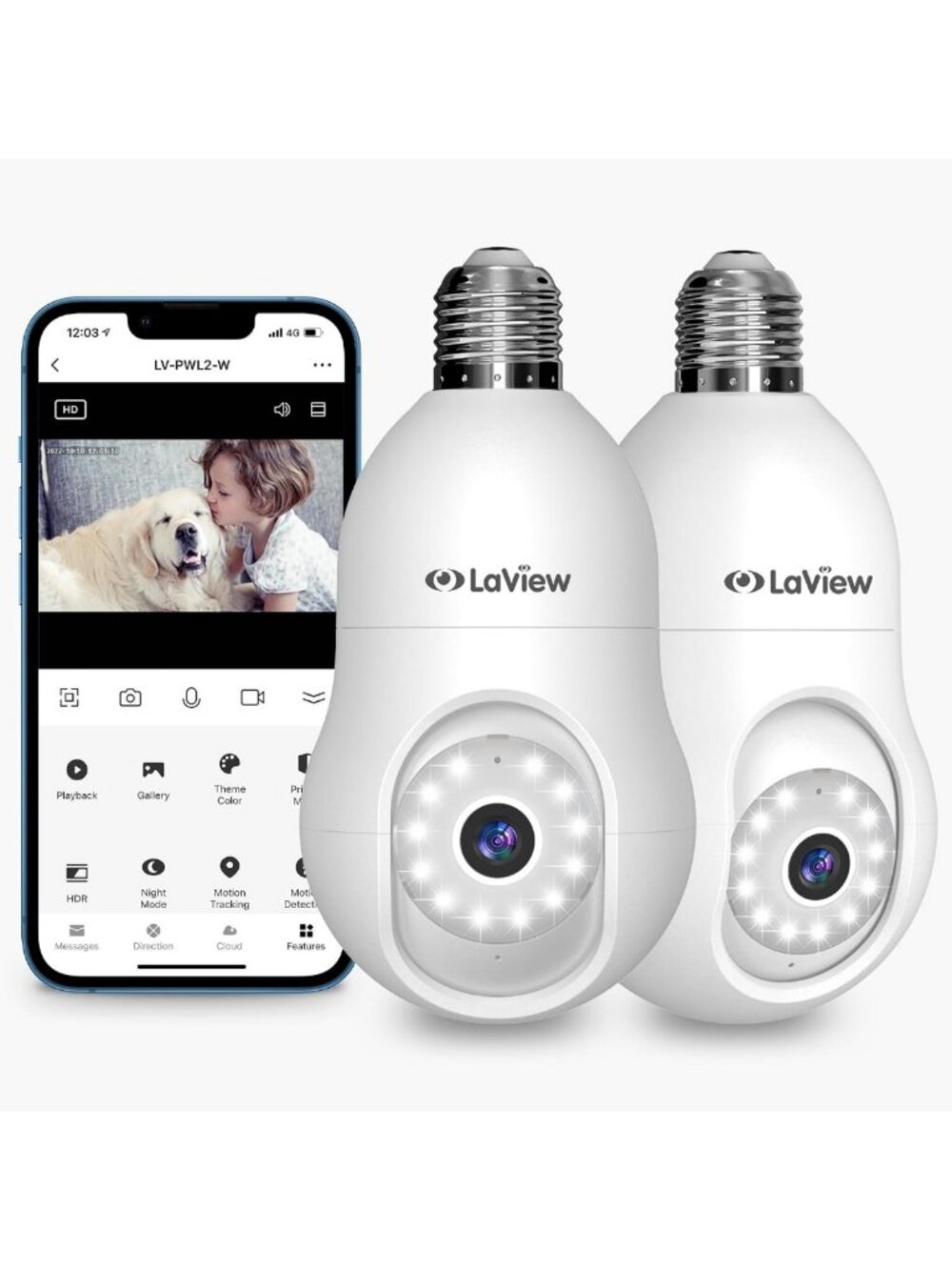 2 Pack 4MP Wireless Security Cameras, 360° Full Color, Motion Detection, Easy